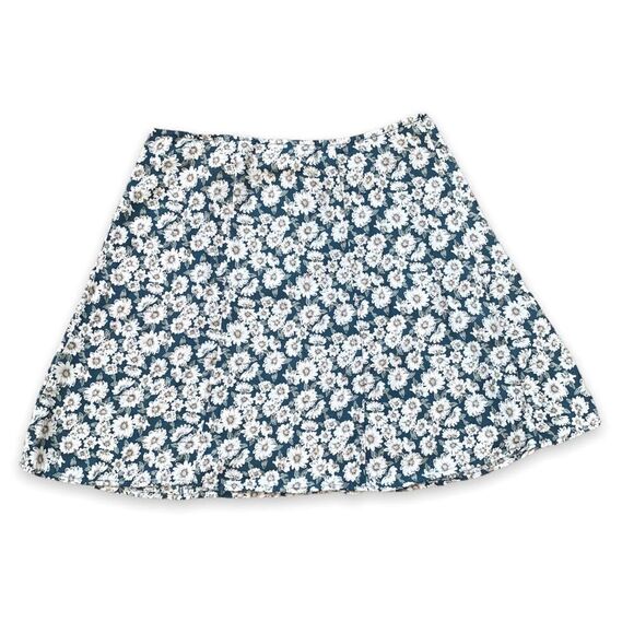 Vintage Express Skirt Blue Floral Button-Front A-Line Mini Size 10 Deadstock - Picture 3 of 9